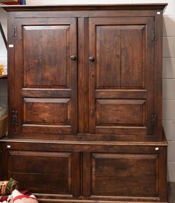 Lot 1286 - An 18th Century Oak Tack Cupboard, 150cm by...