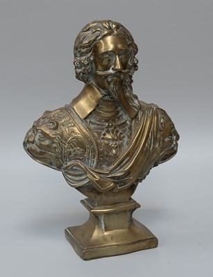 Lot 248 - A Bronze Portrait Bust of King Charles I, on...