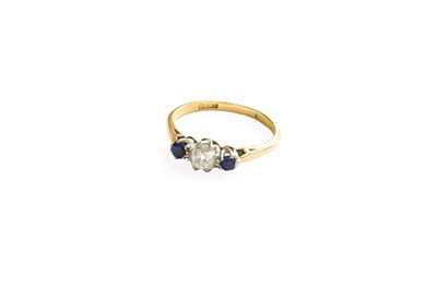 Lot 395 - A Sapphire and Diamond Three Stone Ring, the...