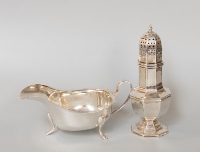Lot 69 - A George VI Silver Caster and Sauceboat, by...