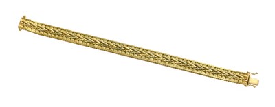 Lot 414 - A 9 Carat Gold Brick Link Bracelet, overlaid...