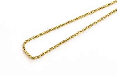 Lot 406 - An 18 Carat Bi-Colour Gold Rope Twist Chain,...