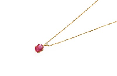 Lot 418 - An 18 Carat Gold Red Stone and Diamond...