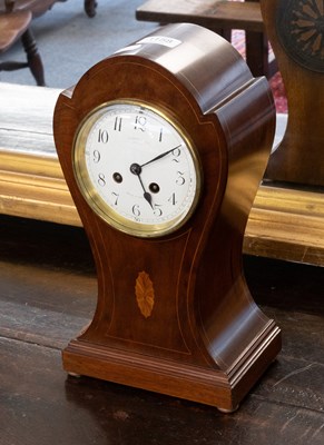 Lot 1158 - A Mahogany Inlaid Striking Mantel Clock, early...