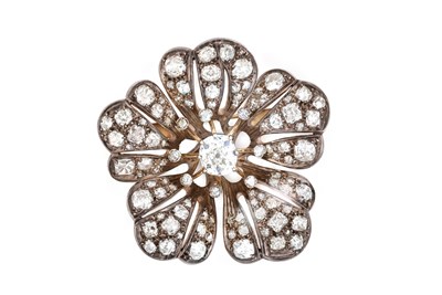 Lot 2150 - A Mid 19th Century Diamond Brooch of floral...