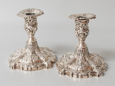 Lot 17 - A Pair of Victorian Silver Candlesticks, by...