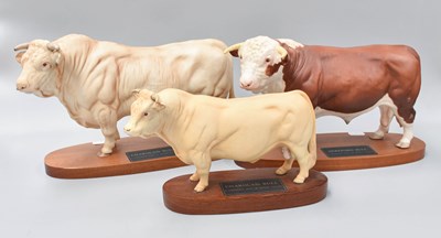 Lot 296 - Beswick Connoisseur Cattle on Wooden Plinths...