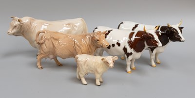 Lot 299 - Beswick Cattle comprising Charolais Bull, Cow...
