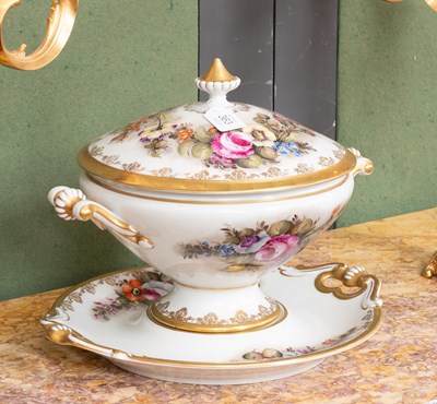 Lot 363 - A Limoges Floral Painted Porcelain Tureen,...