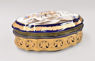Lot 310 - A Limoges Painted Porcelain Box and Cover,...