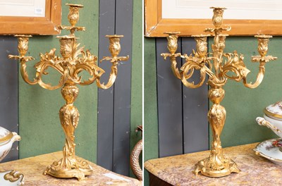 Lot 1279 - A Pair of Modern Ornate Gilt Metal Five Light...