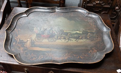 Lot 1325 - A Victorian Papier Mache Tray, painted with a...