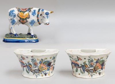 Lot 300 - A Pair of Floral Painted Dutch Delft Bough...