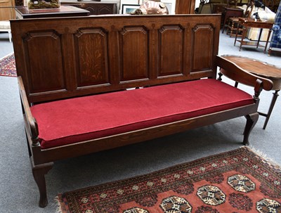 Lot 1174 - A George III Oak Five Panel Settle, with...