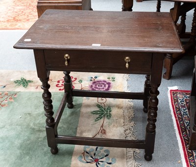 Lot 1323 - A 18th Century Oak Side Table, with single...