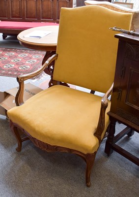 Lot 1187 - An 18th Century Style Carved Walnut Armchair