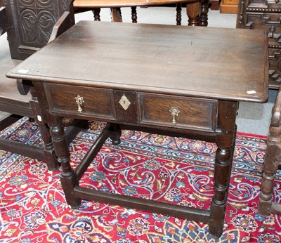 Lot 1326 - An 18th Century Oak Single Drawer Side Table,...
