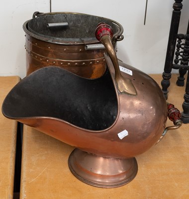 Lot 1231 - A 19th Century Copper Log Bucket, with swing...