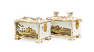 Lot 29 - A Pair of English Porcelain Bulb Pots, circa...
