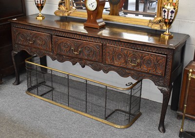Lot 1159 - An 18th Century Oak Three Drawer Dresser Base,...