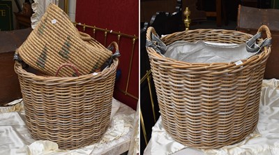 Lot 1171 - A Pair of Large Wicker Log Baskets, 67cm...