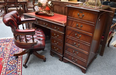 Lot 1172 - A Reproduction Leather Inset Mahogany Twin...