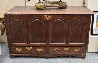 Lot 1204 - A George III Oak Mule Chest, 144cm by 56cm by...