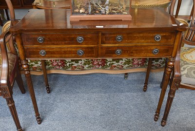 Lot 1220 - A Reproduction Crossbanded Walnut Hall Table,...