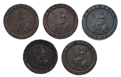 Lot 131 - 5x George III, 'Cartwheel' Twopences 1797,...