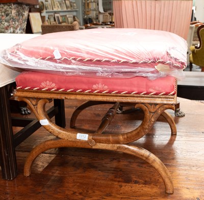 Lot 1312 - A 19th Century Style Walnut Stool on X-form...