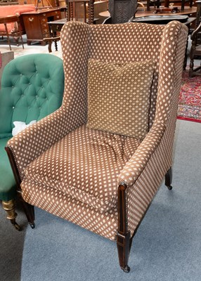 Lot 1331 - An Edwardian Inlaid Mahogany Wing Chair