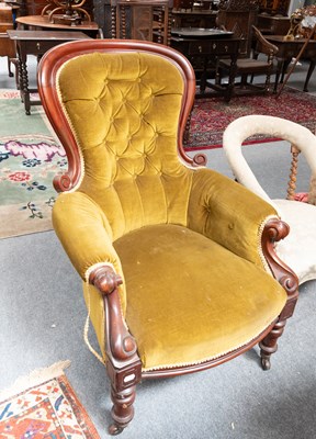 Lot 1333 - A Victorain Mahogany Framed Buttoned Backed...