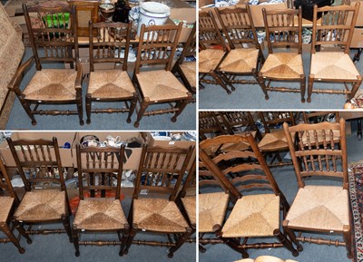 Lot 1347 - A Set of Ten 20th Century Oak Spindle Back...
