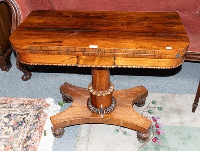 Lot 1349 - A Regency Rosewood Fold Over Card Table, 92cm...