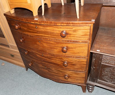 Lot 1370 - A George III Mahogany Chest of Drawers, bow...