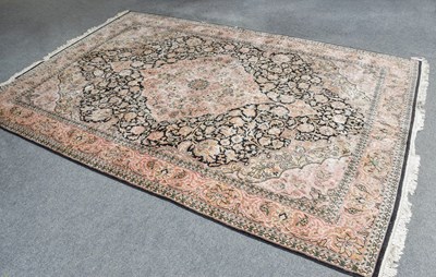 Lot 1013 - Kashmir Silk Piled Carpet, the charcoal field...