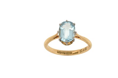 Lot 2334 - An Aquamarine Solitaire Ring the oval cut...