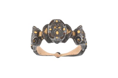 Lot 2032 - A Parcel Gilt Cut Steel Ring