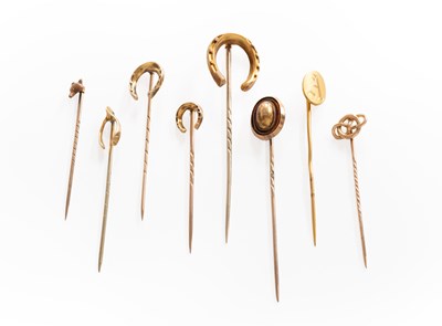 Lot 251 - Eight Stick Pins, of varying designs,...