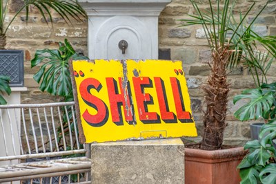 Lot 639 - SHELL: A Double-Sided Enamel Advertising Sign,...