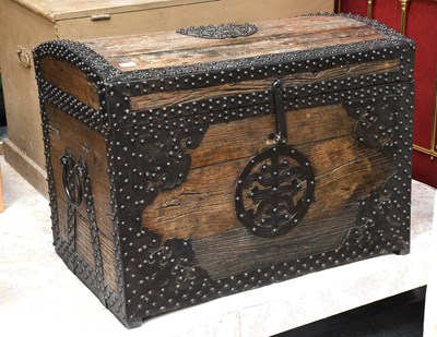 Lot 1191 - A Reproduction Metal Bound Dome Top Trunk,...