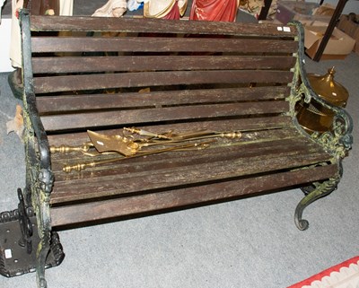 Lot 1136 - A Cast Metal and Slatted Scroll End Garden...