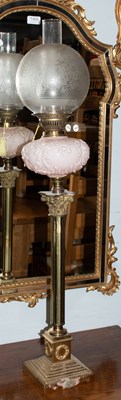 Lot 1299 - A Victorian Brass Based Corinthean Column Oil...