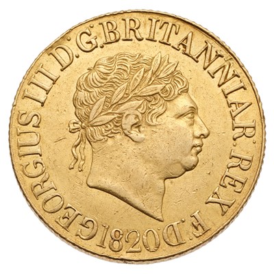 Lot 282 - George III, Sovereign 1820, open 2 in date,...