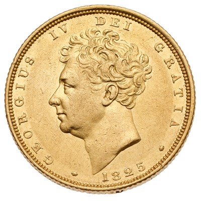 Lot 288 - George IV, Sovereign 1825, crowned shield...