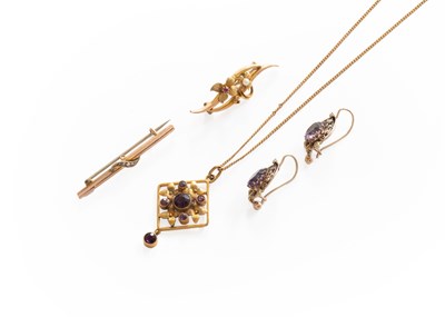 Lot 306 - A Pair of Amethyst and Split Pearl Earrings,...