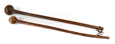 Lot 334 - Two Early 20th Century Zulu Knobkerries, one...