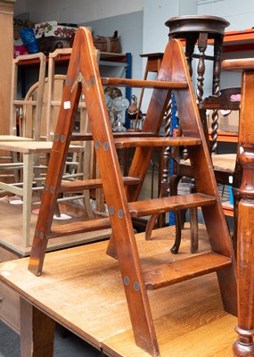Lot 1379 - A Pair of Mahogany Folding Library Steps, 40cm...