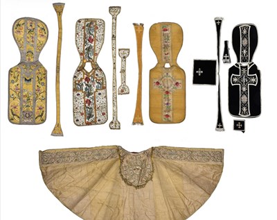 Lot 491 - 18th Century Chasuble Worked in silks and...