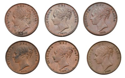 Lot 187 - High Grade Victoria 'Young Head' Pennies, 6 in...